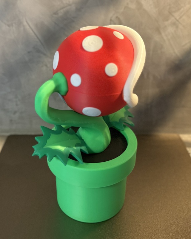 3D Printed multi-color Piranha plant with secret compartment 20cm