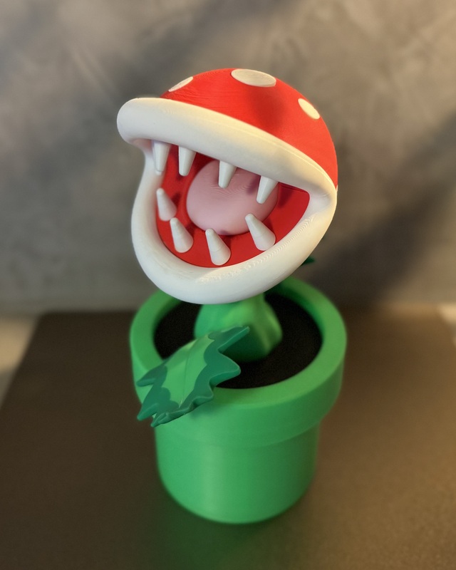 3D Printed multi-color Piranha plant with secret compartment 20cm